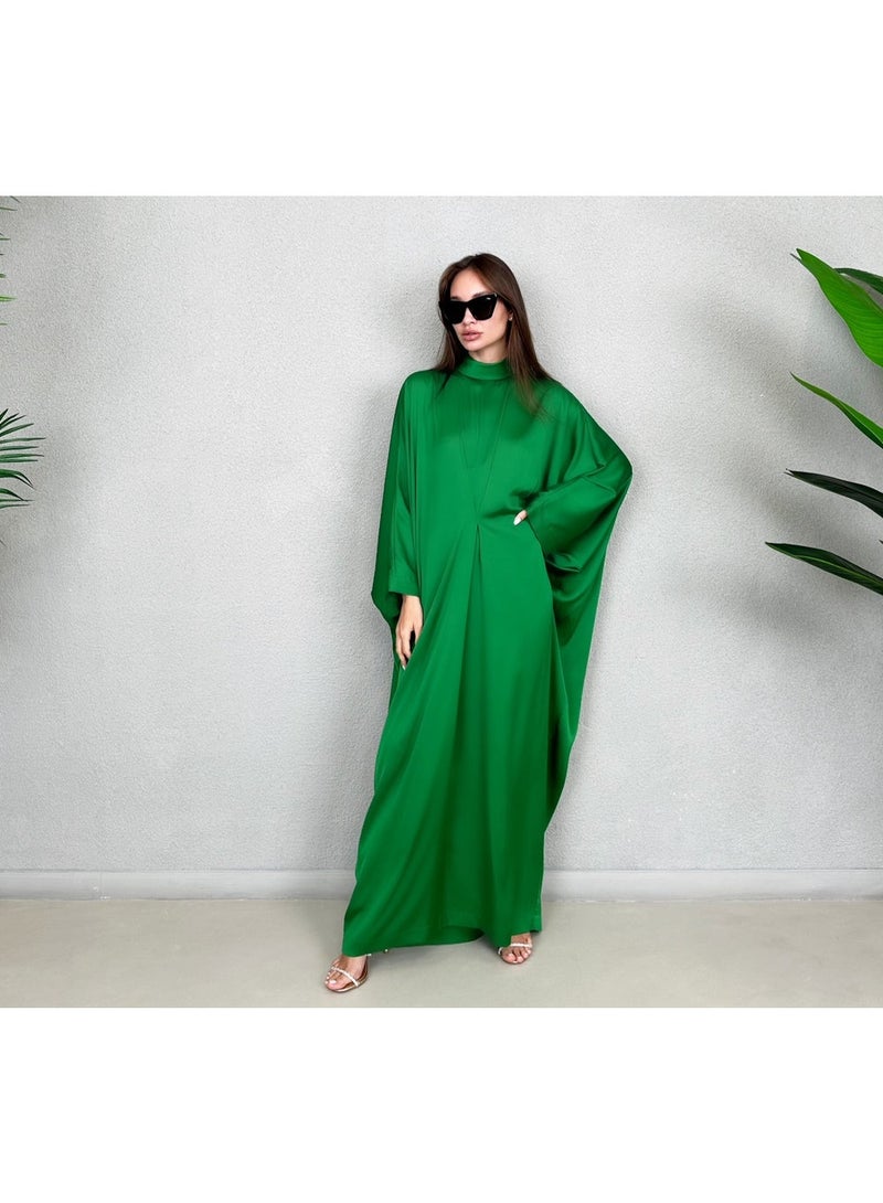 QABEELA RAM23 JAMILA HIGH NECK BAMBOO SILK SATIN KAFTAN - Image 1